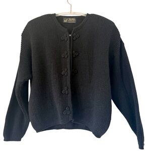 Yana 100% Alpaca Black Cropped Cardigan Sweater Peru Boho S M